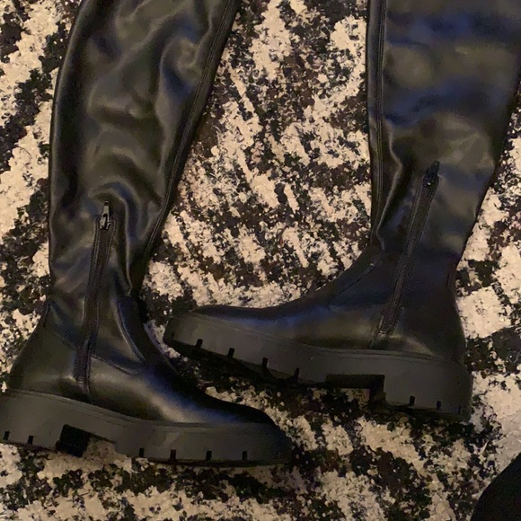 ZARA• over the knee stretch low heel boots - Picture 14 of 14